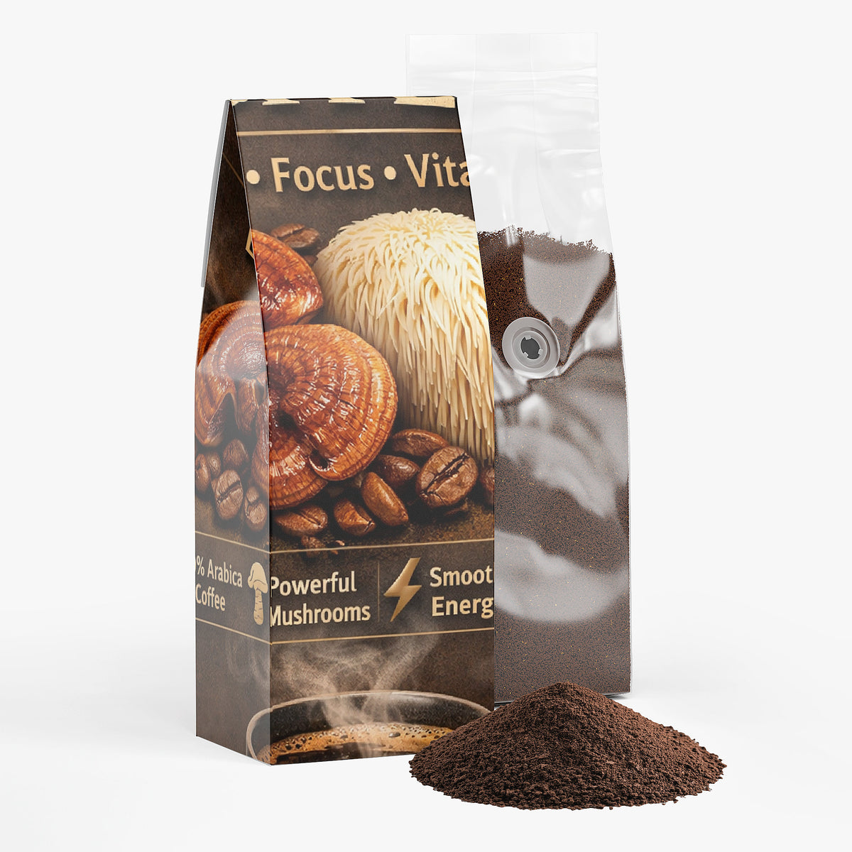 Mendingo Vitality Mushroom Coffee – Premium Medium Roast Blend- Dark C
